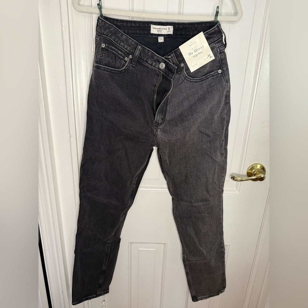 Abercrombie & Fitch Curve Love Two Tone Dark Gray Skinny Jeans